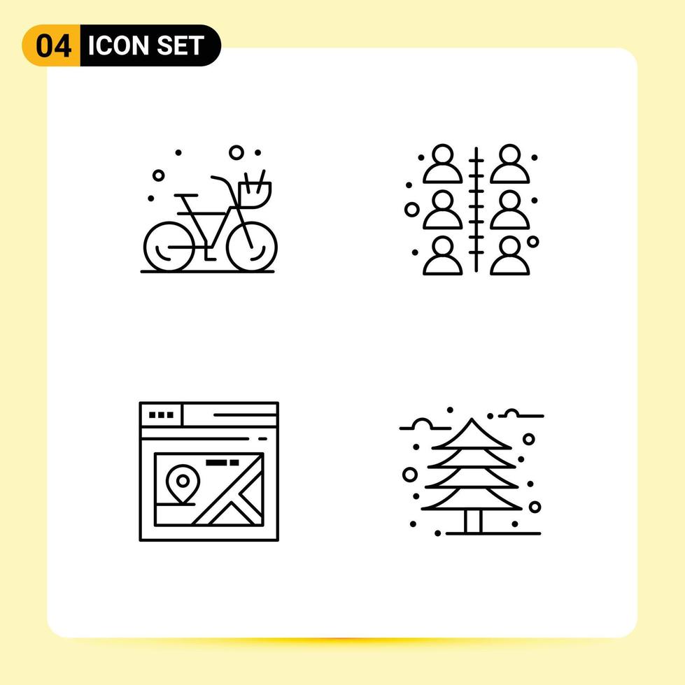 Universal Icon Symbols Group of 4 Modern Filledline Flat Colors of beach page summer team map Editable Vector Design Elements