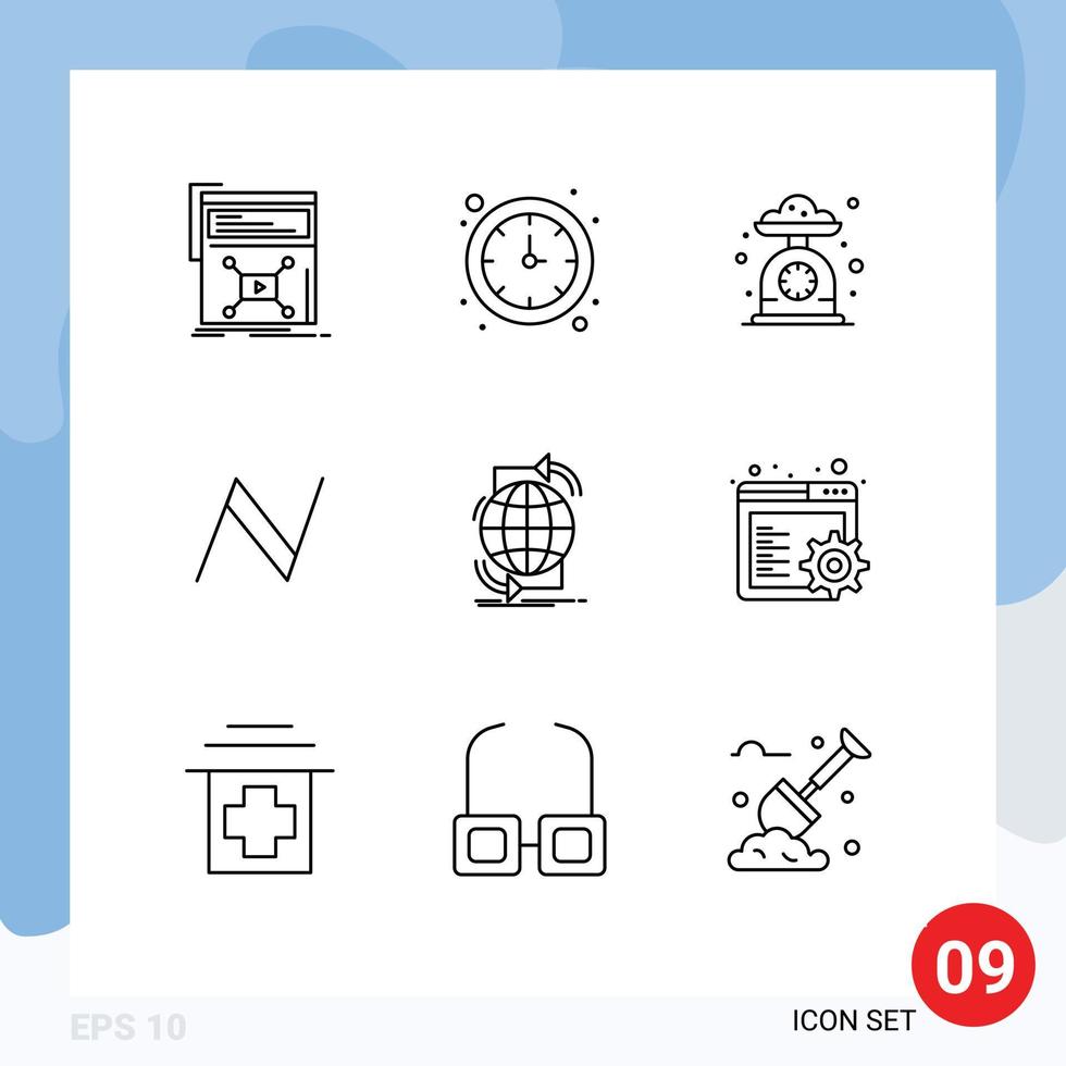 Modern Set of 9 Outlines Pictograph of connectivity cryptocurrency baking blockchain scale Editable Vector Design Elements