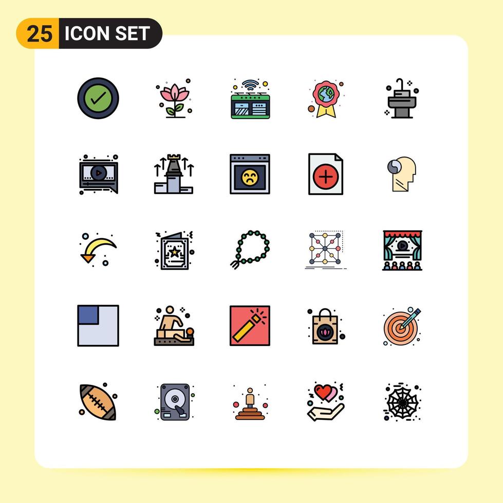 25 Creative Icons Modern Signs and Symbols of medal environmental protection rose ecology smart oven Editable Vector Design Elements