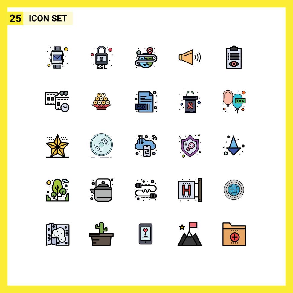 Group of 25 Filled line Flat Colors Signs and Symbols for delivery on creative volume sound Editable Vector Design Elements