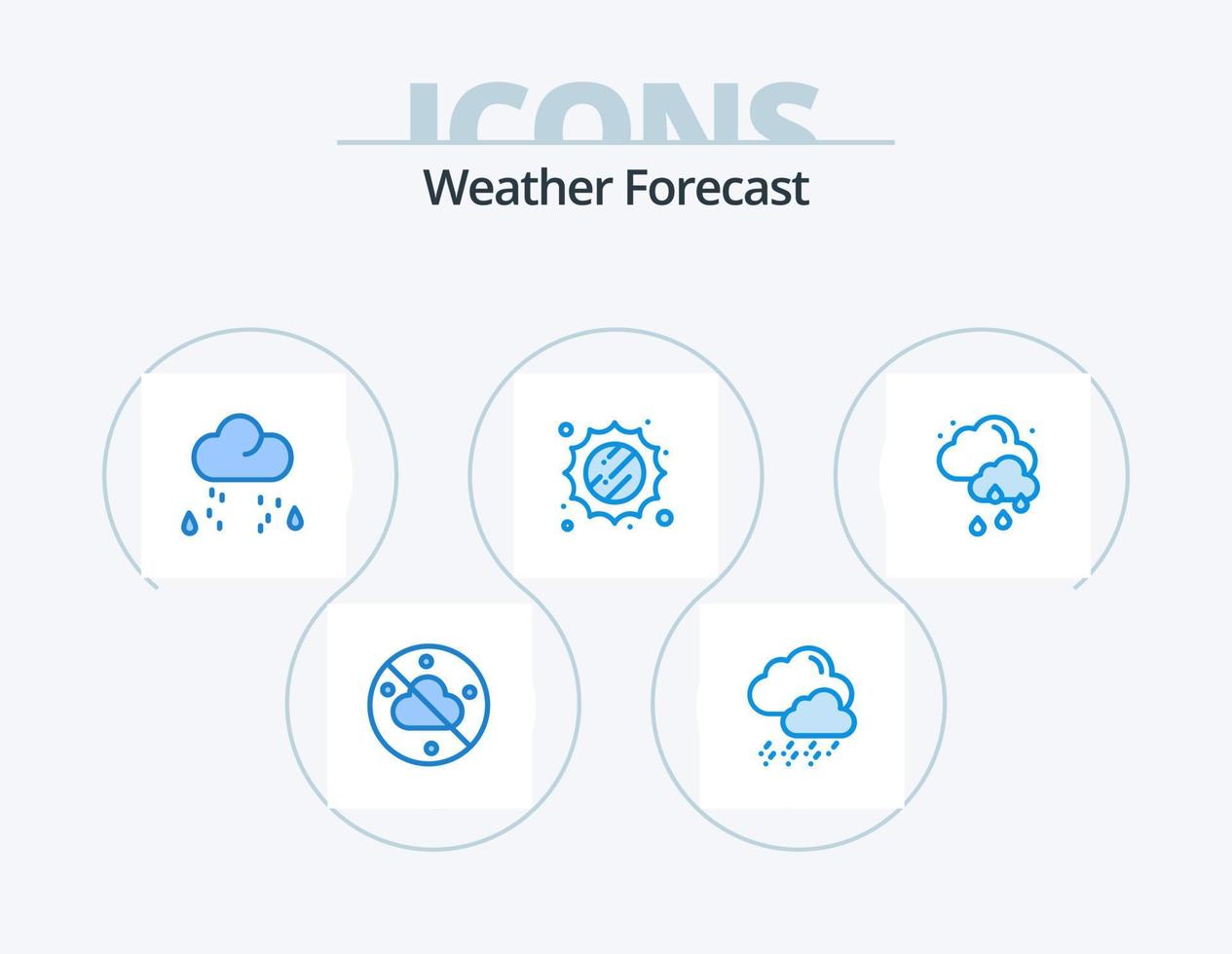 paquete de iconos azul del tiempo 5 diseño de iconos. . clima. clima. lluvioso. clima vector