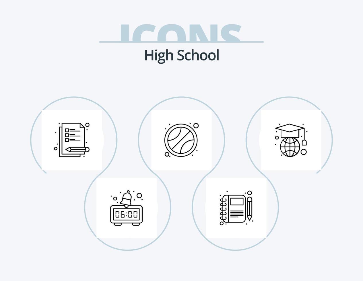 paquete de iconos de línea de escuela secundaria 5 diseño de iconos. Insignia. premio. lápiz. medalla. Internet vector