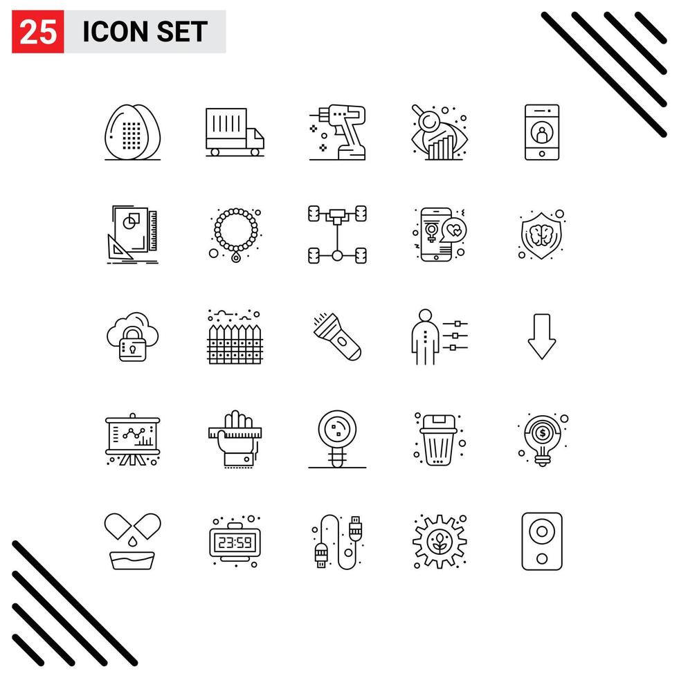 25 Creative Icons Modern Signs and Symbols of media add construction research business evaluation Editable Vector Design Elements