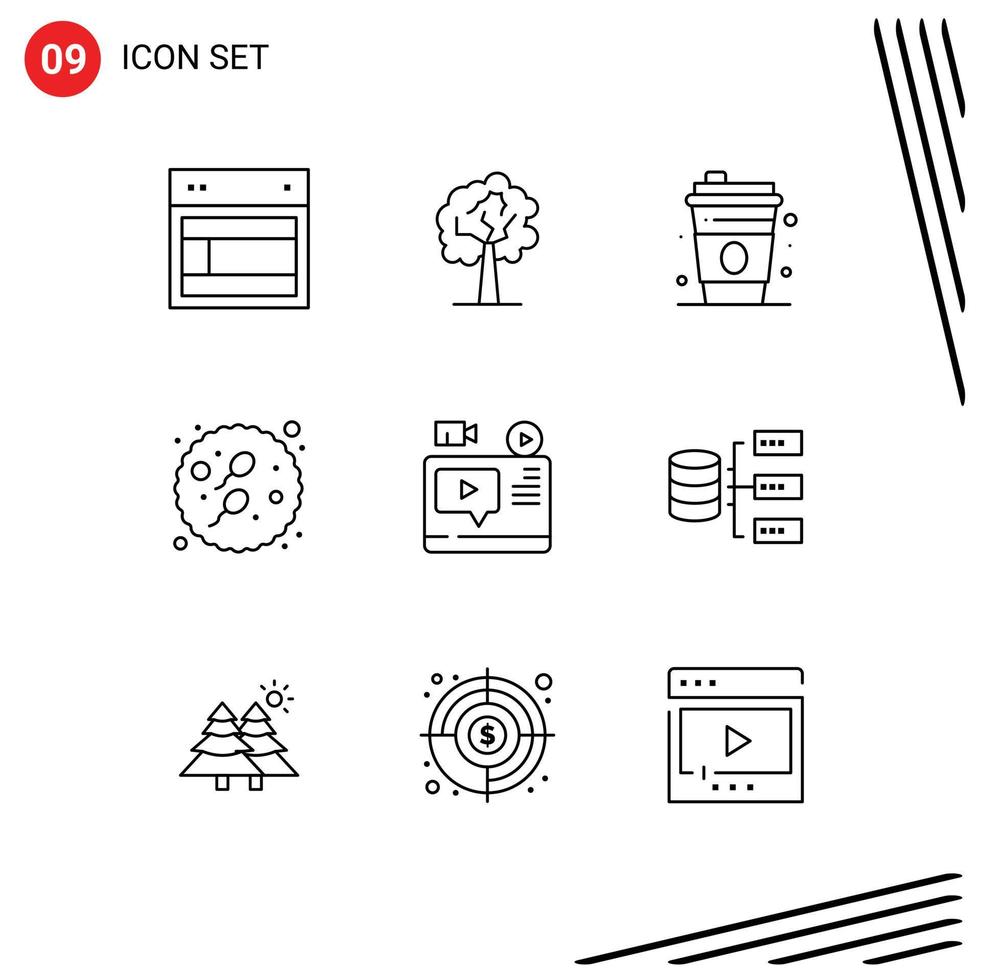 9 Creative Icons Modern Signs and Symbols of blog video glass sperm baby Editable Vector Design Elements