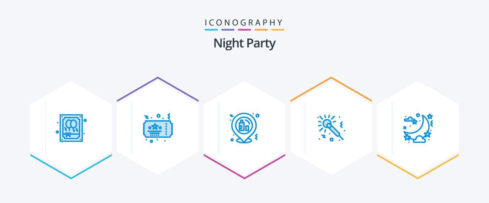 Night Party 25 Blue icon pack including night. night. celebration. studio. microphone vector