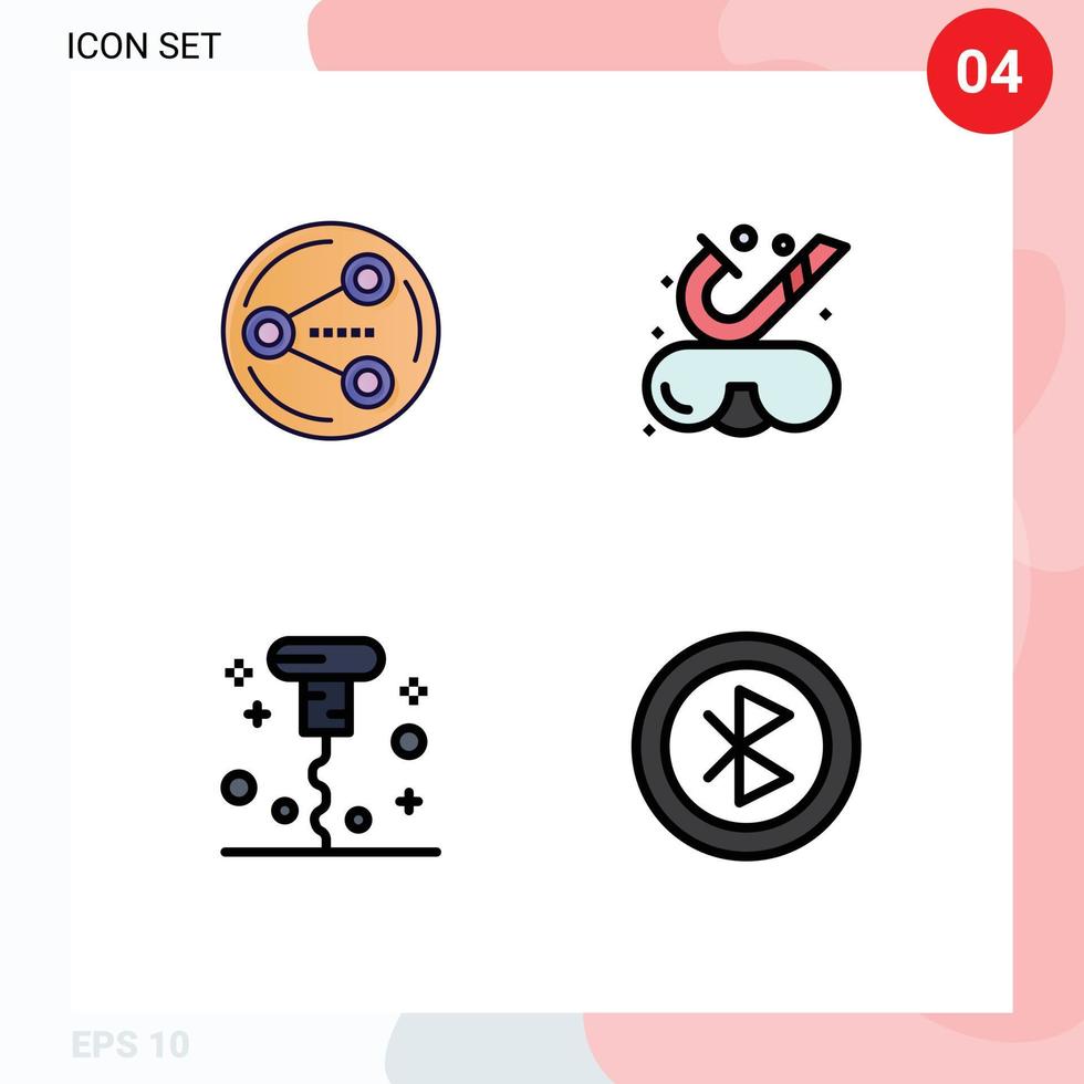 4 Creative Icons Modern Signs and Symbols of share corkscrew media snorkeling opened Editable Vector Design Elements