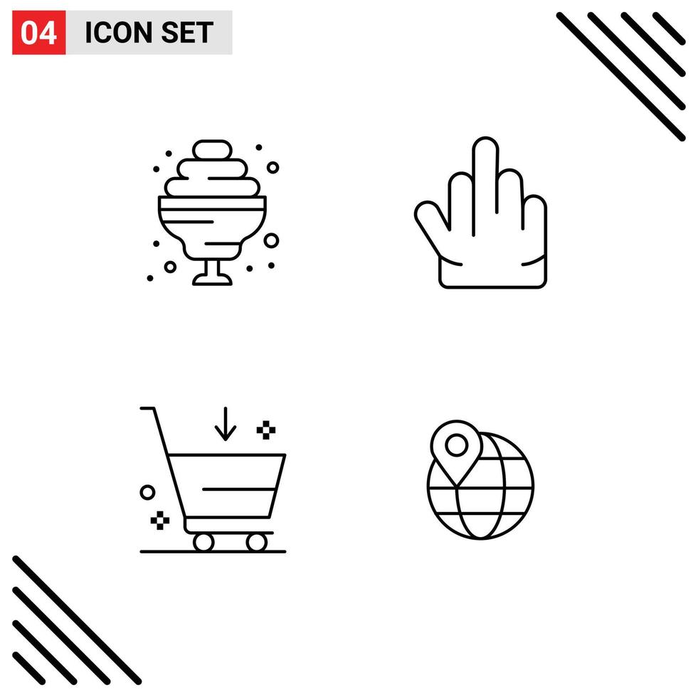 4 Creative Icons Modern Signs and Symbols of cocktail e fingers buy map Editable Vector Design Elements