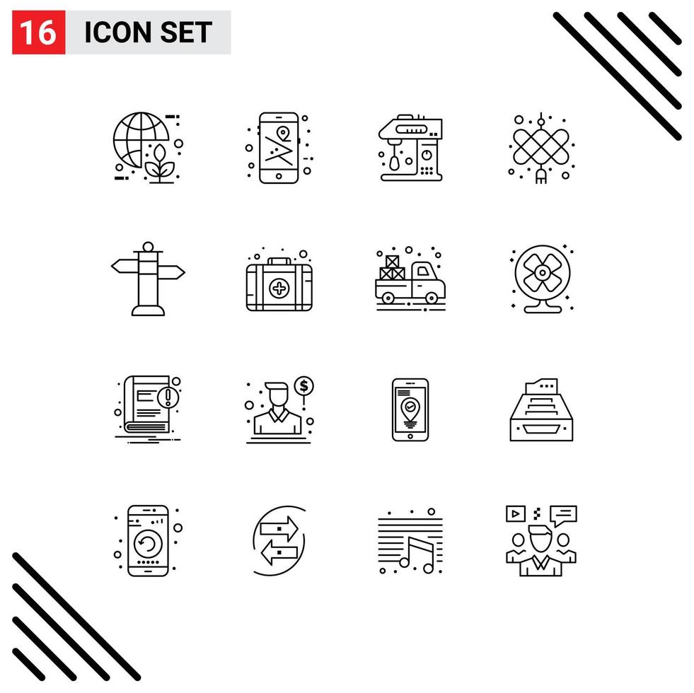 16 esquemas universales establecidos para aplicaciones web y móviles navegación cny mapa pin nudo chino cocina elementos de diseño vectorial editables vector