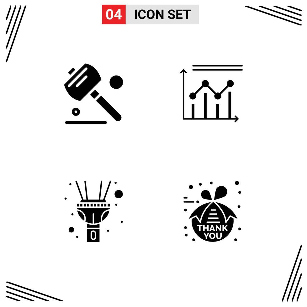 Pictogram Set of 4 Simple Solid Glyphs of saw light analytics growth note Editable Vector Design Elements