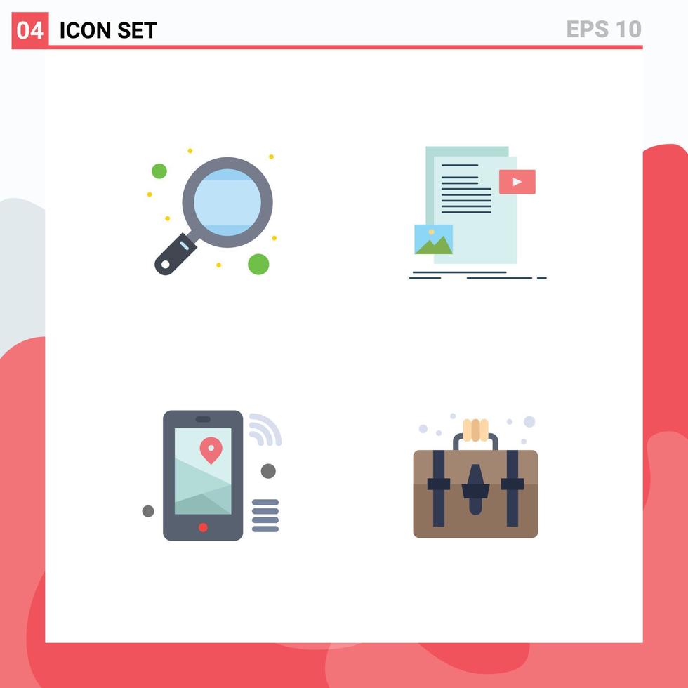 User Interface Pack of 4 Basic Flat Icons of knowledge website school document iot Editable Vector Design Elements