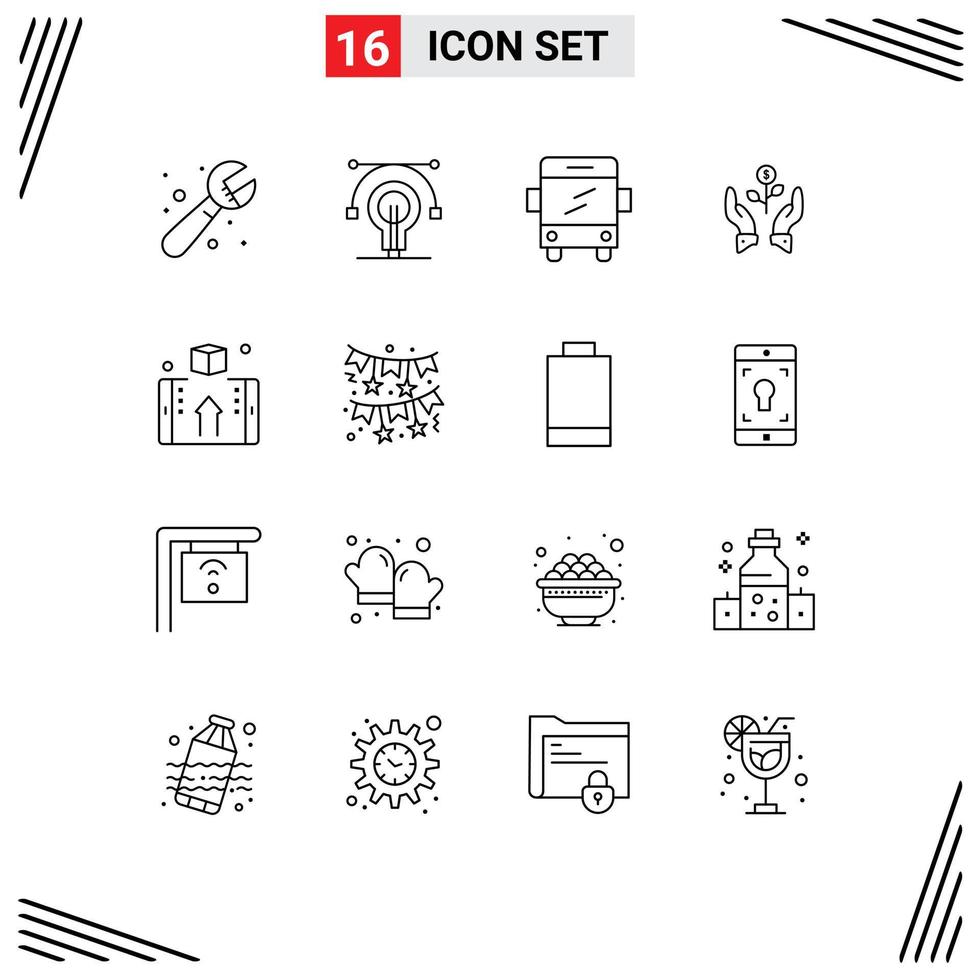Universal Icon Symbols Group of 16 Modern Outlines of raise dollar bus growing business Editable Vector Design Elements