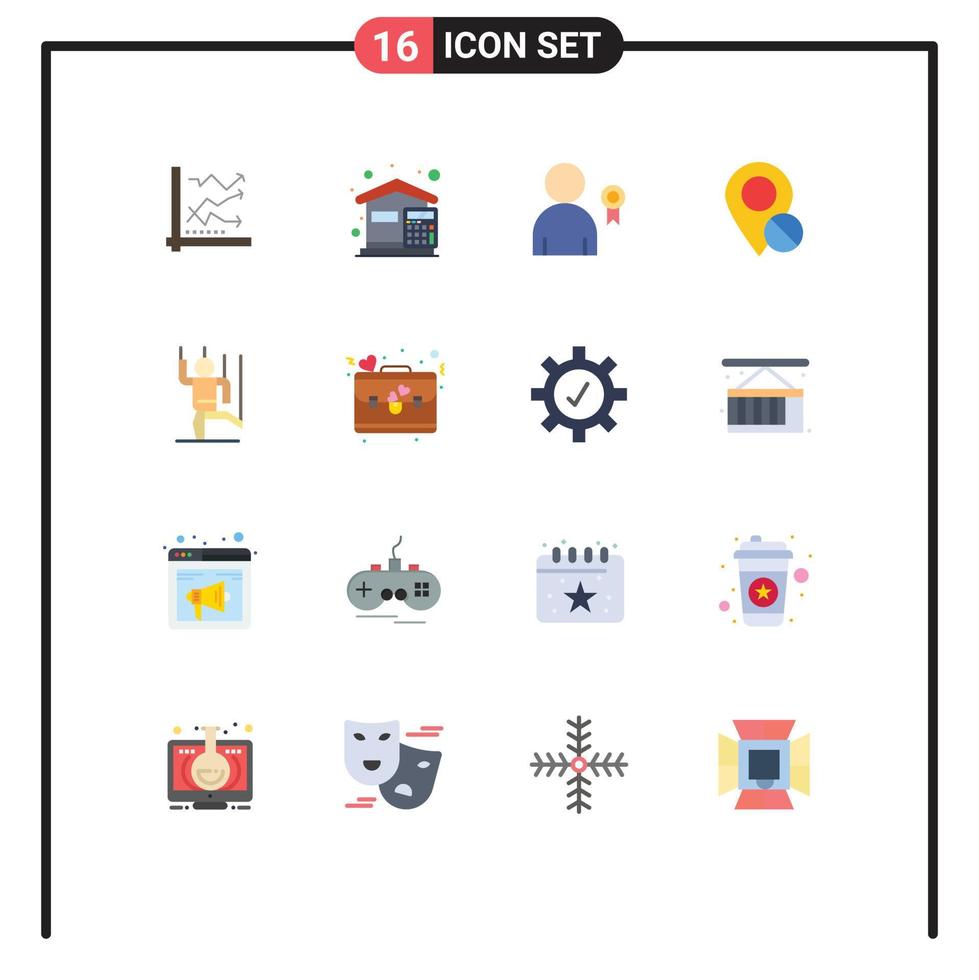 Mobile Interface Flat Color Set of 16 Pictograms of graph expenses analytics bills achievement Editable Pack of Creative Vector Design Elements