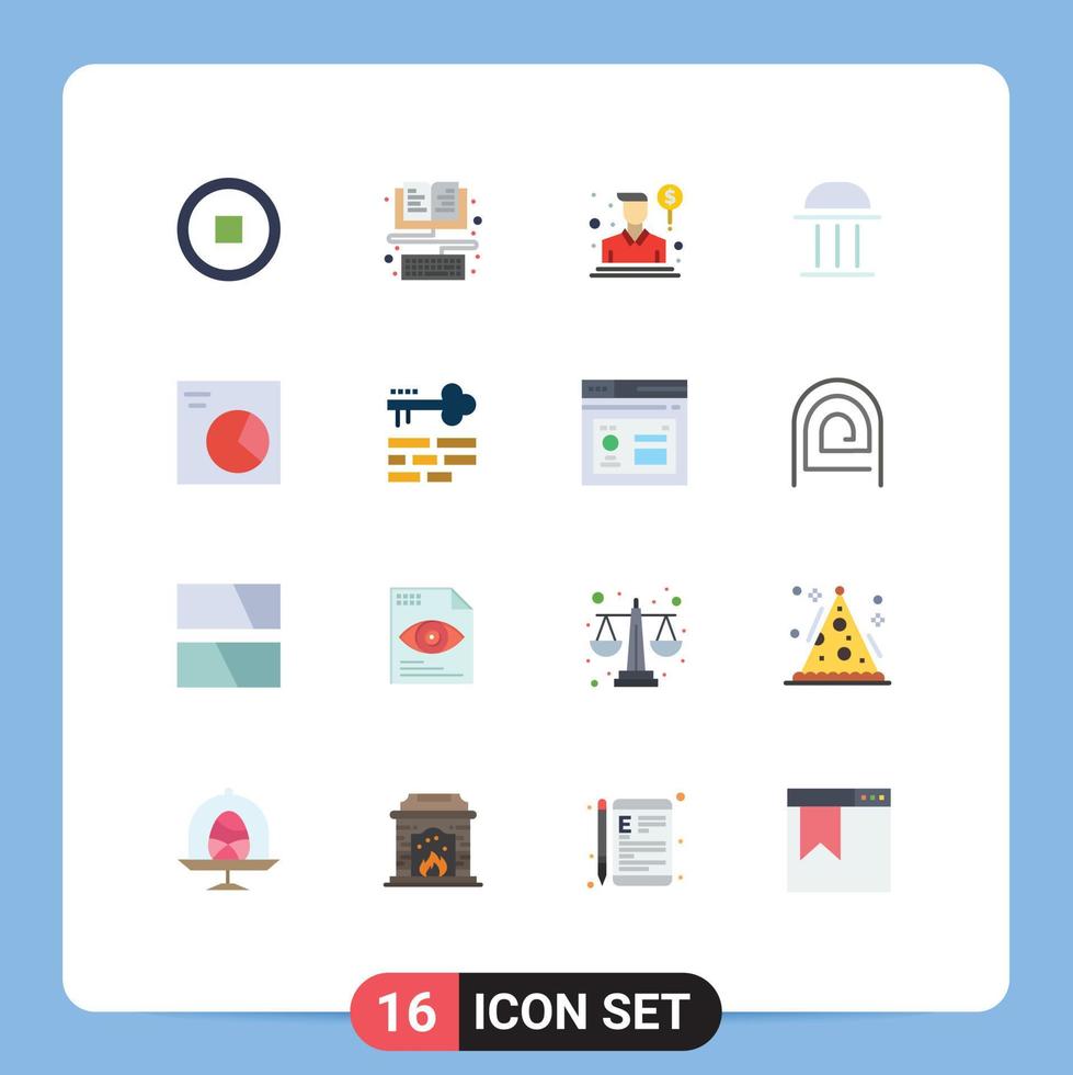 16 User Interface Flat Color Pack of modern Signs and Symbols of interface sales book keyboard architecture Editable Pack of Creative Vector Design Elements