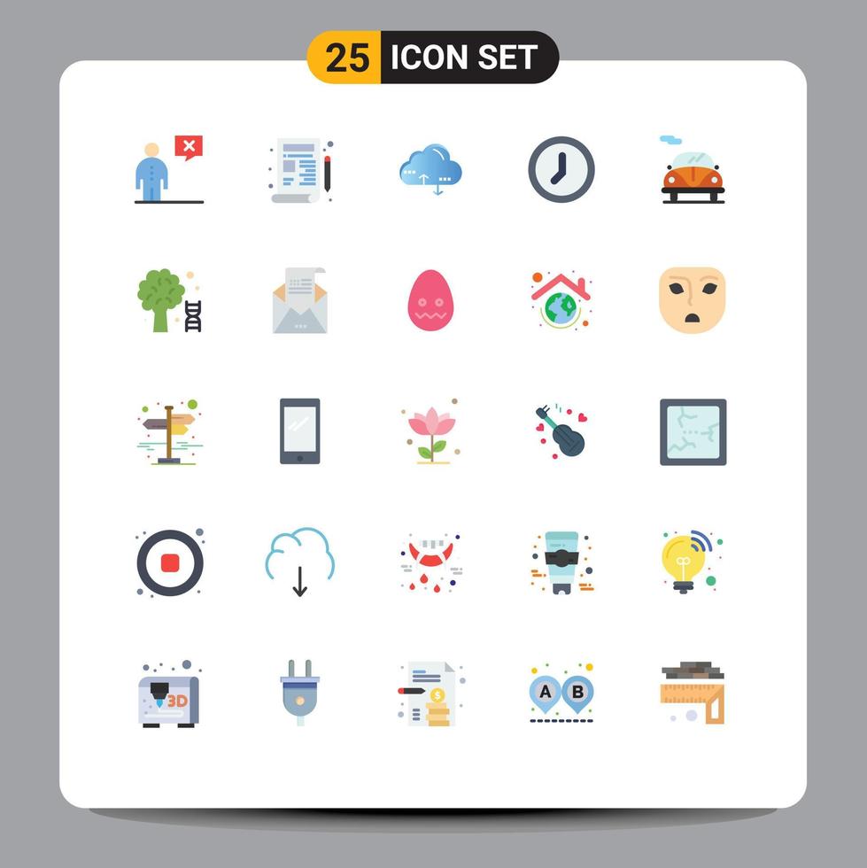 Modern Set of 25 Flat Colors and symbols such as automobile time drawing interface data Editable Vector Design Elements