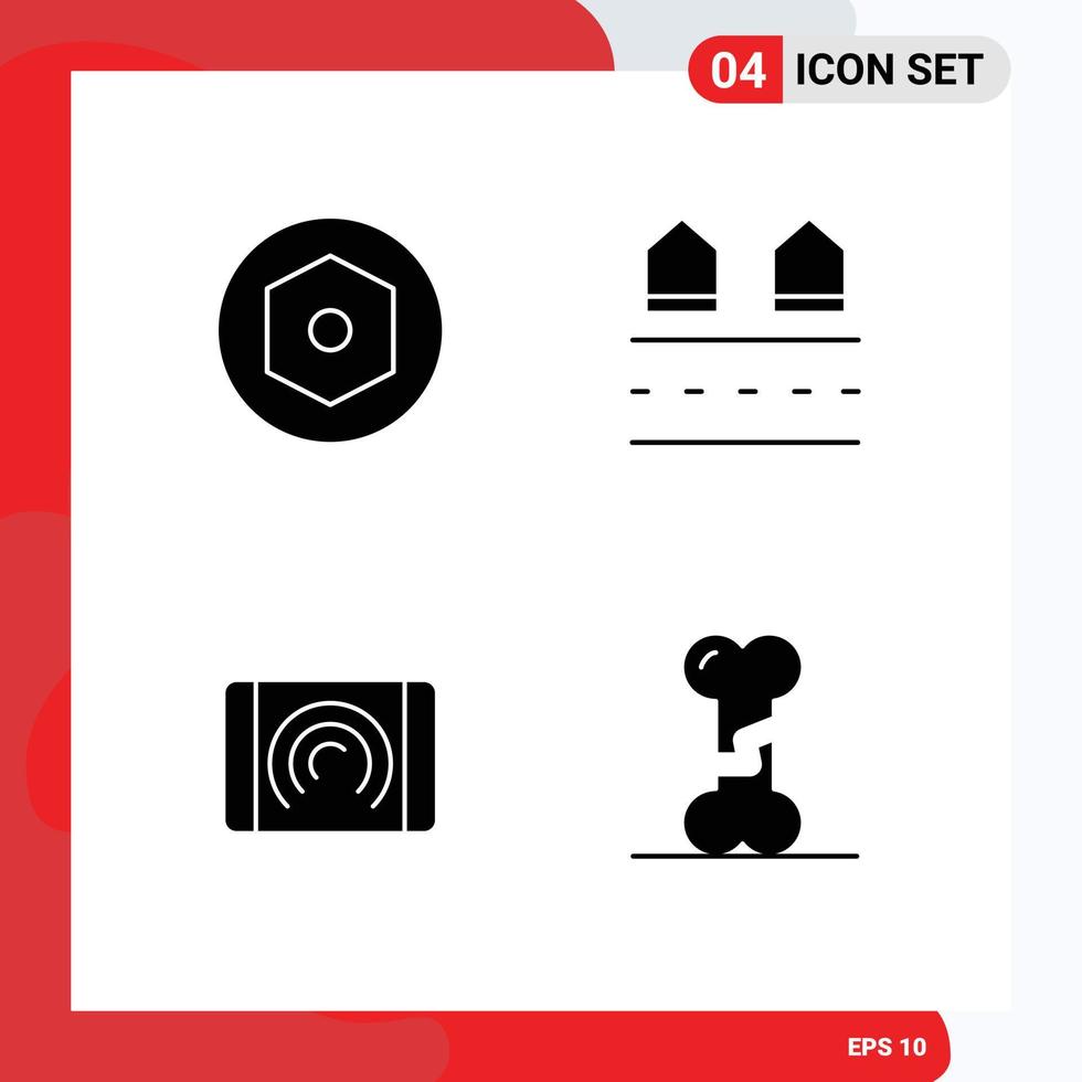 Pictogram Set of 4 Simple Solid Glyphs of internal user estate real interface Editable Vector Design Elements