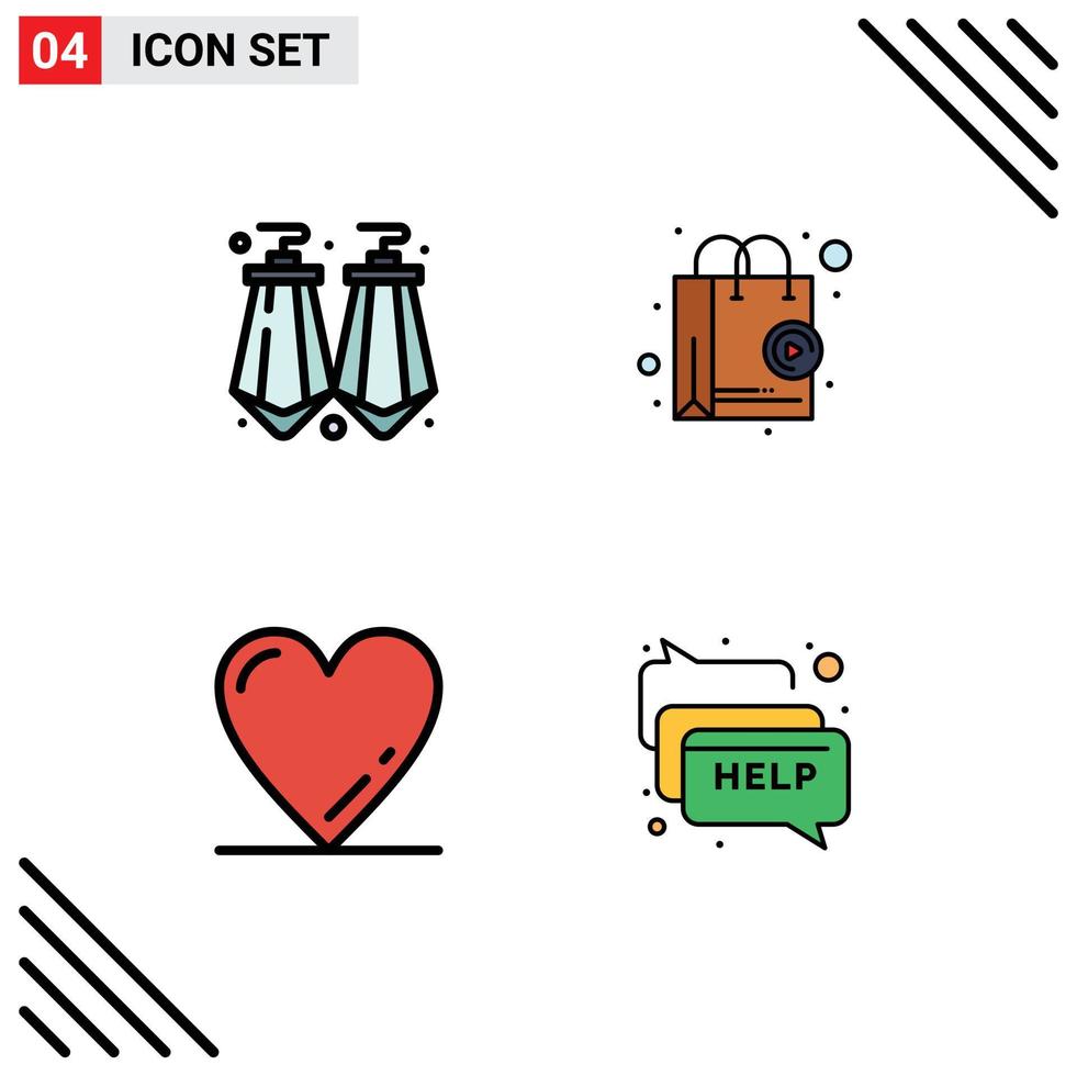 Universal Icon Symbols Group of 4 Modern Filledline Flat Colors of earrings love shop app shopping communication Editable Vector Design Elements