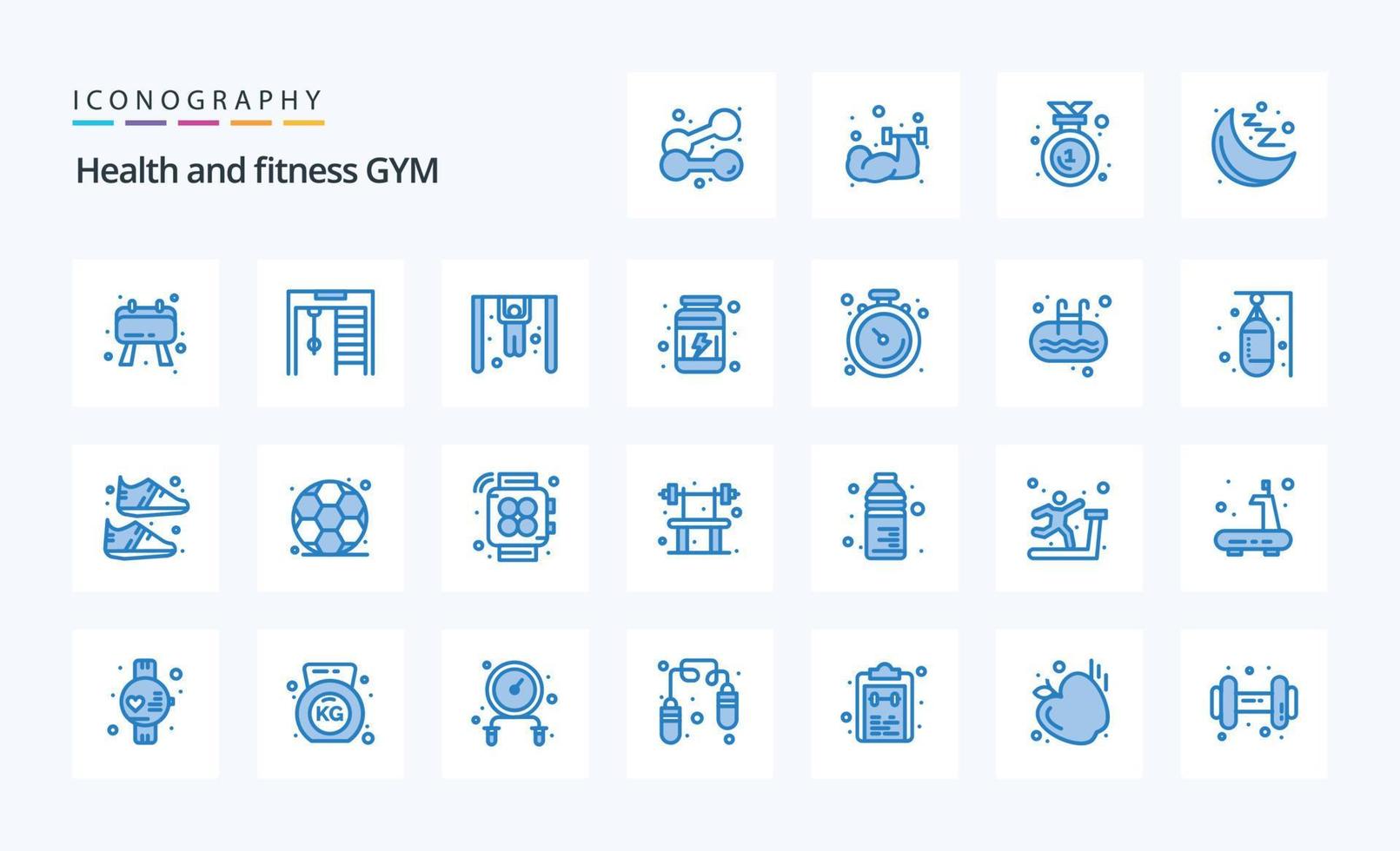 25 Gym Blue icon pack vector