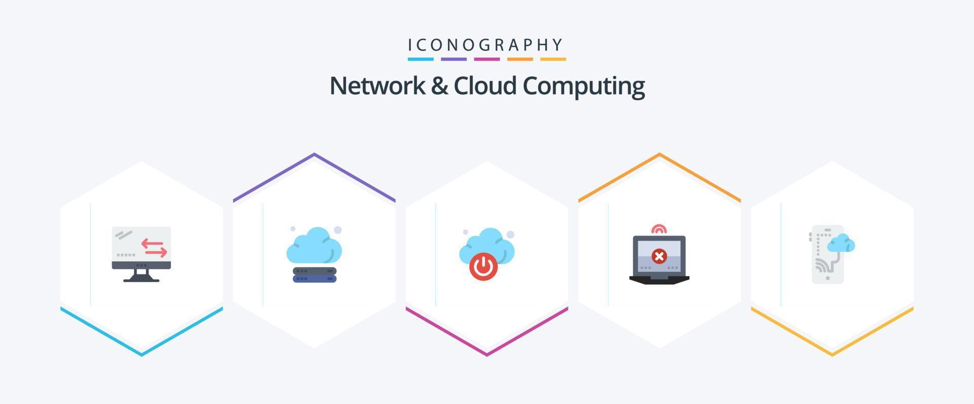 Network And Cloud Computing 25 Flat icon pack including technology. connection. cloud. cloud. computing vector