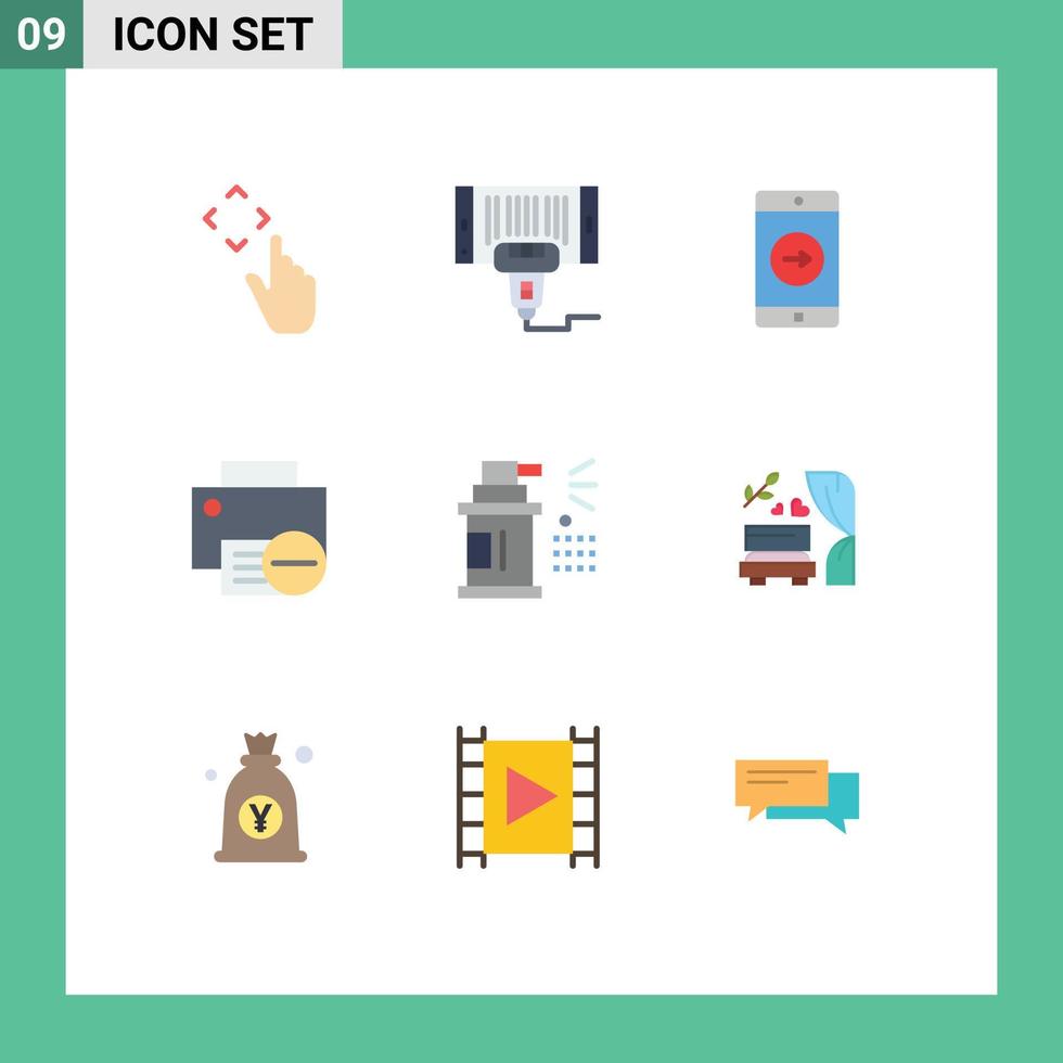 9 Flat Color concept for Websites Mobile and Apps printer gadget shopping devices mobile application Editable Vector Design Elements