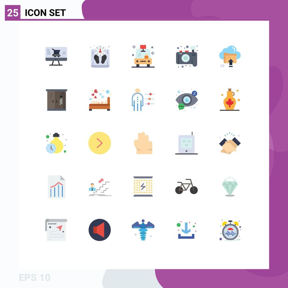 Modern Set of 25 Flat Colors and symbols such as cloud arrow transport upload photo Editable Vector Design Elements