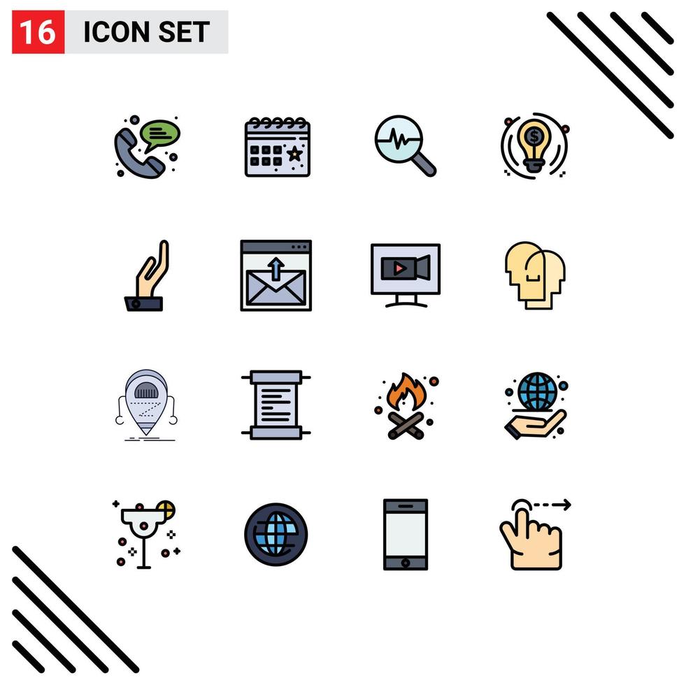 paquete de iconos de vector de stock de 16 signos y símbolos de línea para elementos de diseño de vector creativo editable de bulbo de círculo gráfico de dólar de mano