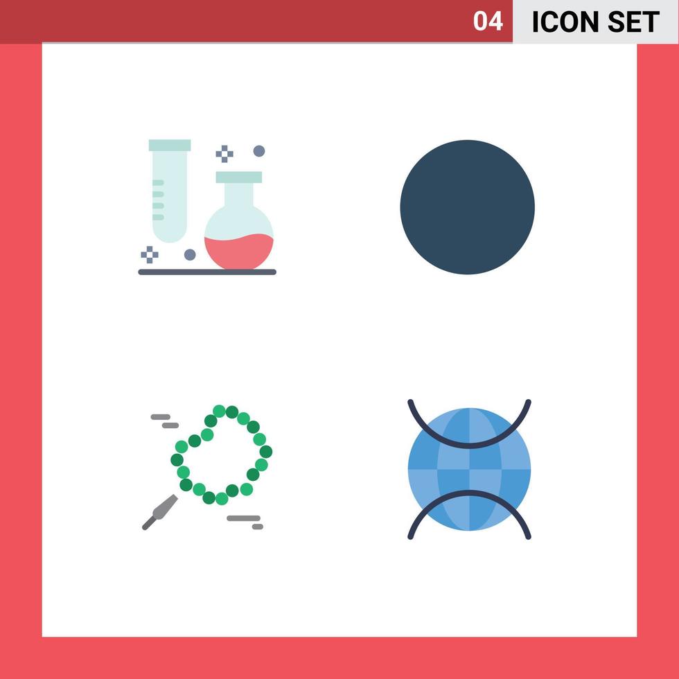 Set of 4 Commercial Flat Icons pack for chemistry praying science round internet of things Editable Vector Design Elements
