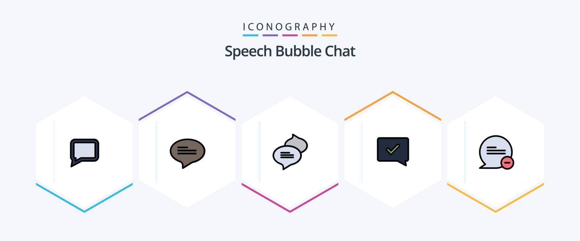 Chat 25 FilledLine icon pack including . less. texting. delete. success vector
