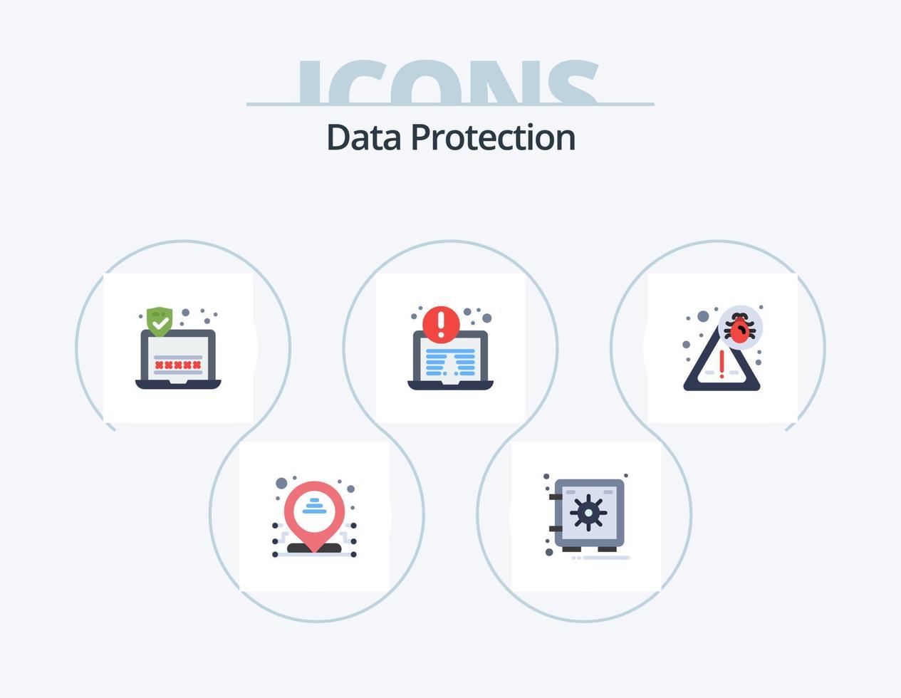 Data Protection Flat Icon Pack 5 Icon Design. . virus. security. security. security vector