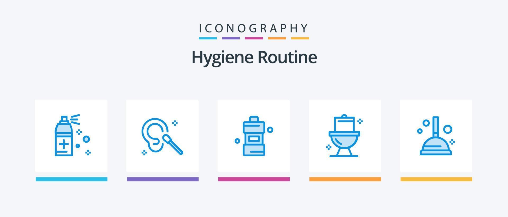 Hygiene Routine Blue 5 Icon Pack Including plunger. cleaning. cleaner. washroom. cleaning. Creative Icons Design vector