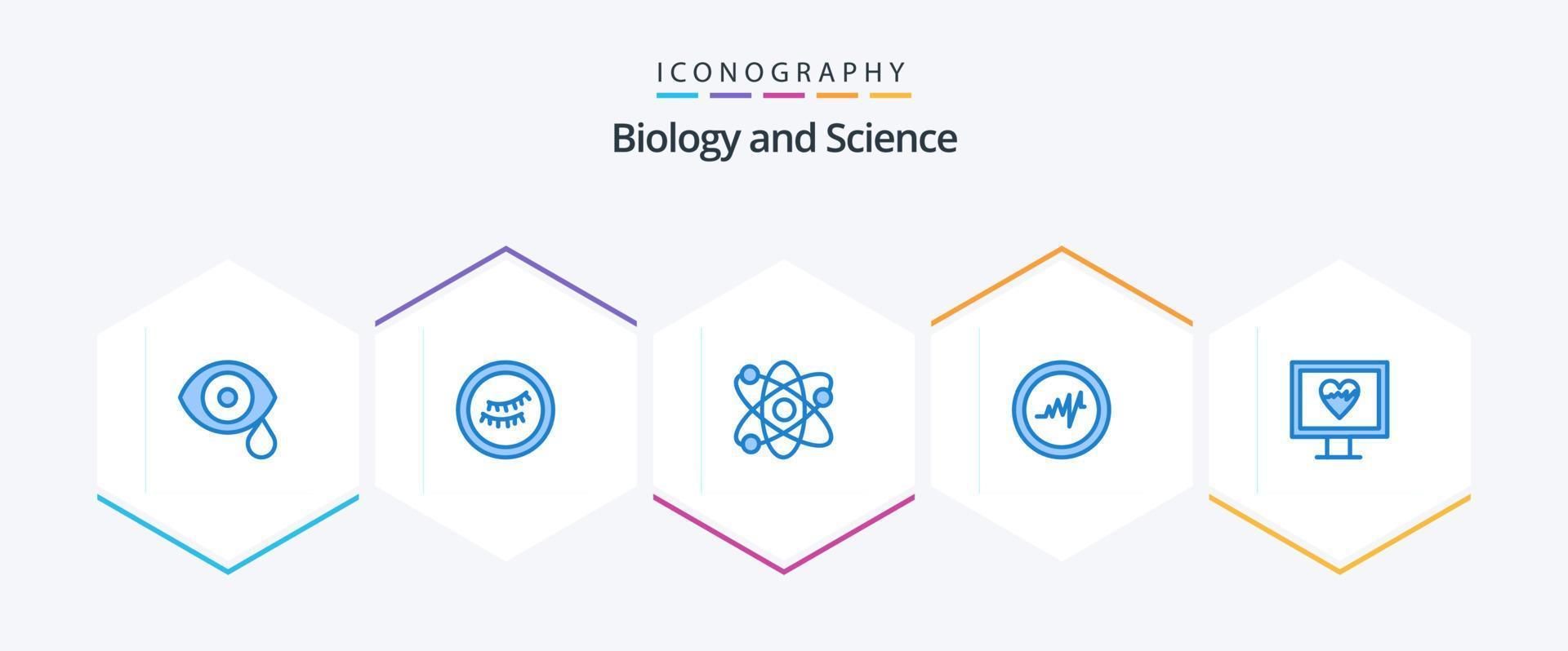 Biology 25 Blue icon pack including . pulse. lab. monitor. pulse vector