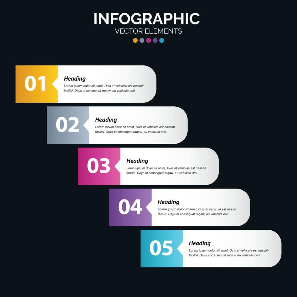 El vector de diseño de infografías de 5 pasos y el marketing se pueden utilizar para el diseño del flujo de trabajo