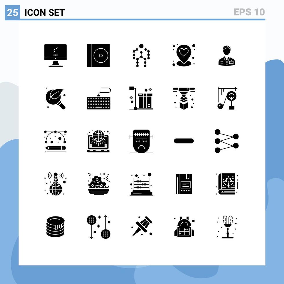 Set of 25 Commercial Solid Glyphs pack for bellhop pin action location motion Editable Vector Design Elements