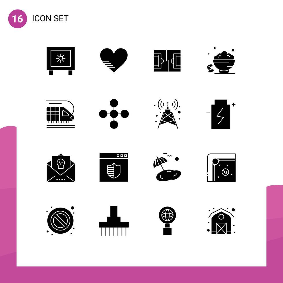 16 Creative Icons Modern Signs and Symbols of train fast football sweet dish Editable Vector Design Elements