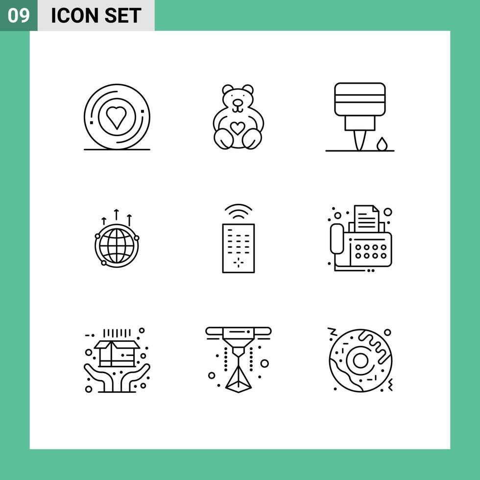 Pack of 9 creative Outlines of control global engine connection business Editable Vector Design Elements