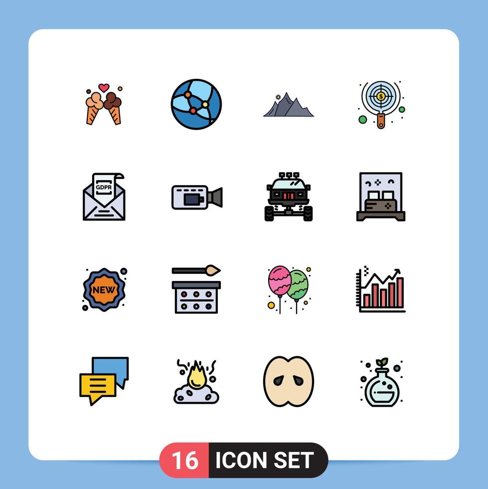 16 iconos creativos signos y símbolos modernos de enfoque de comisión búsqueda de objetivos de paisaje elementos de diseño de vectores creativos editables