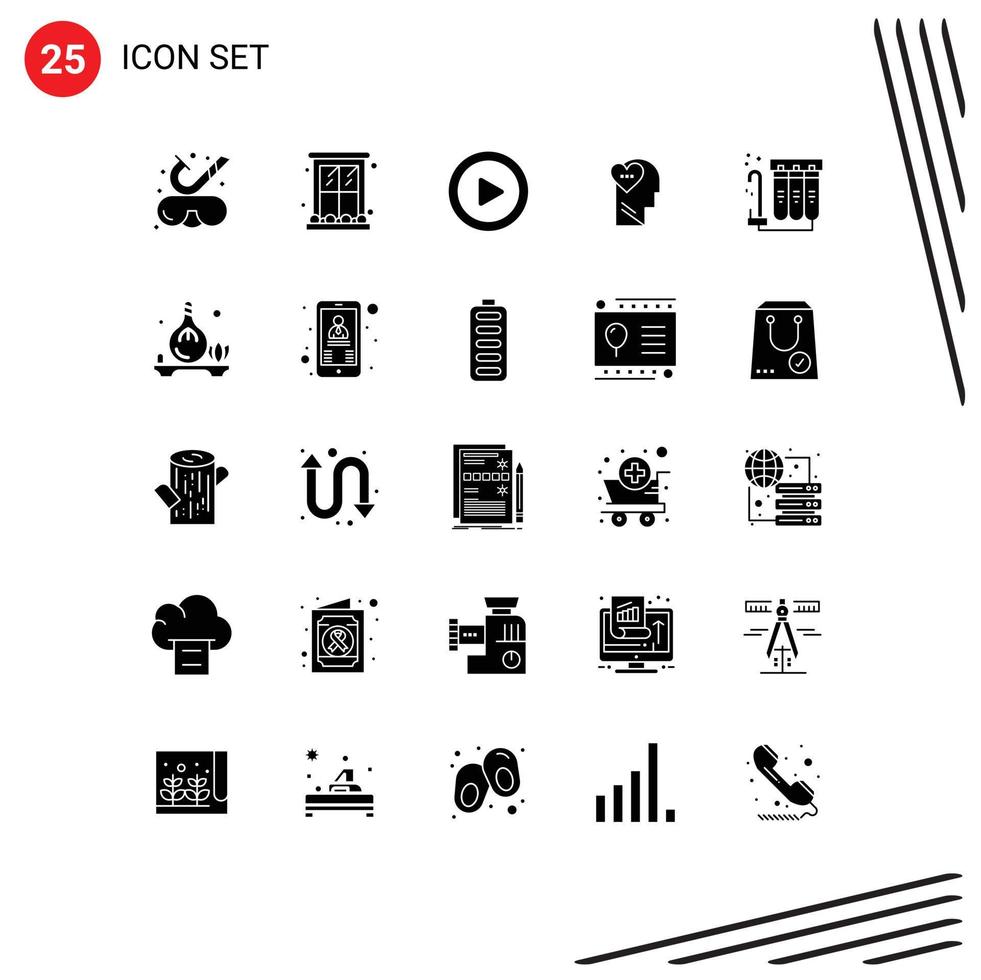 Universal Icon Symbols Group of 25 Modern Solid Glyphs of filtration head house mind feelings Editable Vector Design Elements