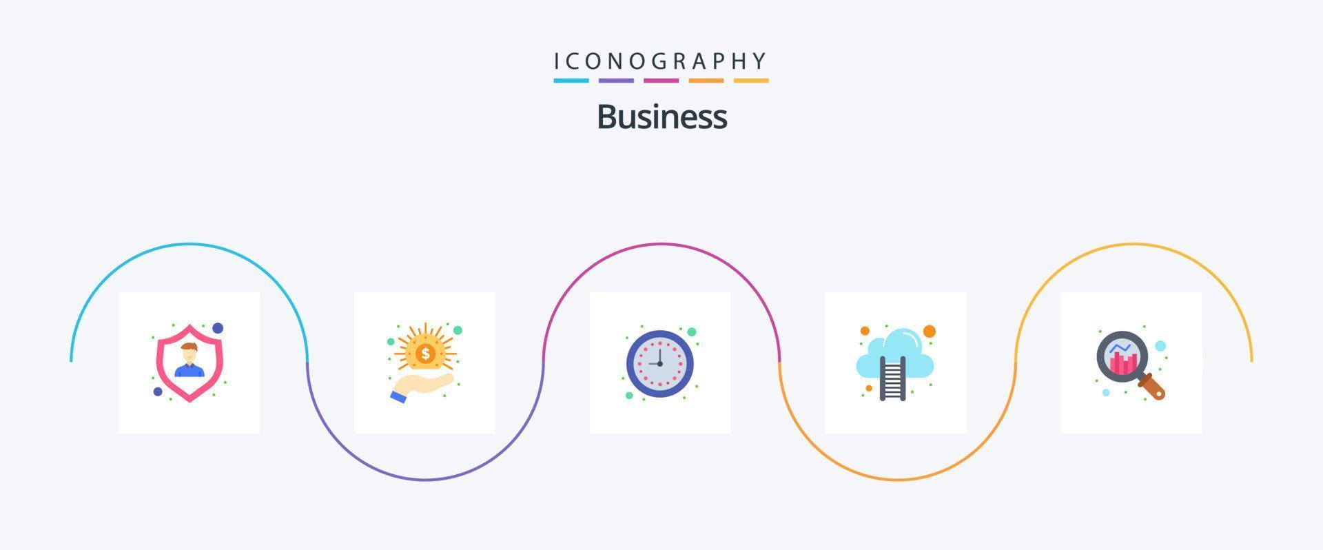 paquete de iconos de 5 planos de negocios que incluye crecimiento. escaleras. negocio. nube de datos computación en la nube vector