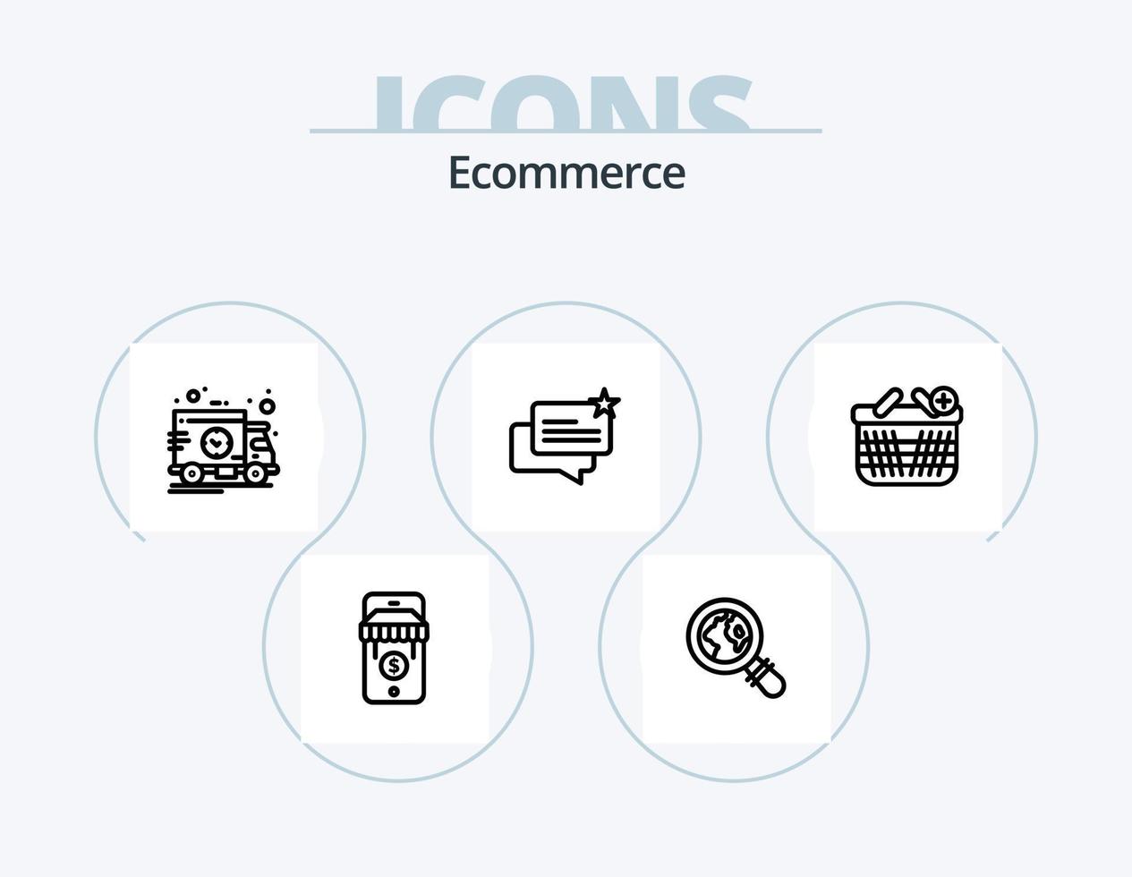 Ecommerce Line Icon Pack 5 Icon Design. magnifying glass. ecommerce. box. truck. ecommerce vector