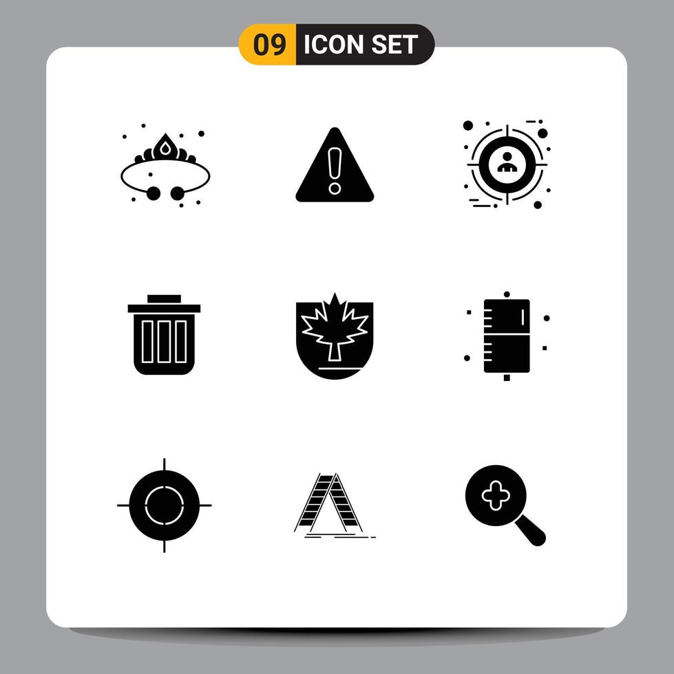 Set of 9 Modern UI Icons Symbols Signs for container bin sign basket user Editable Vector Design Elements