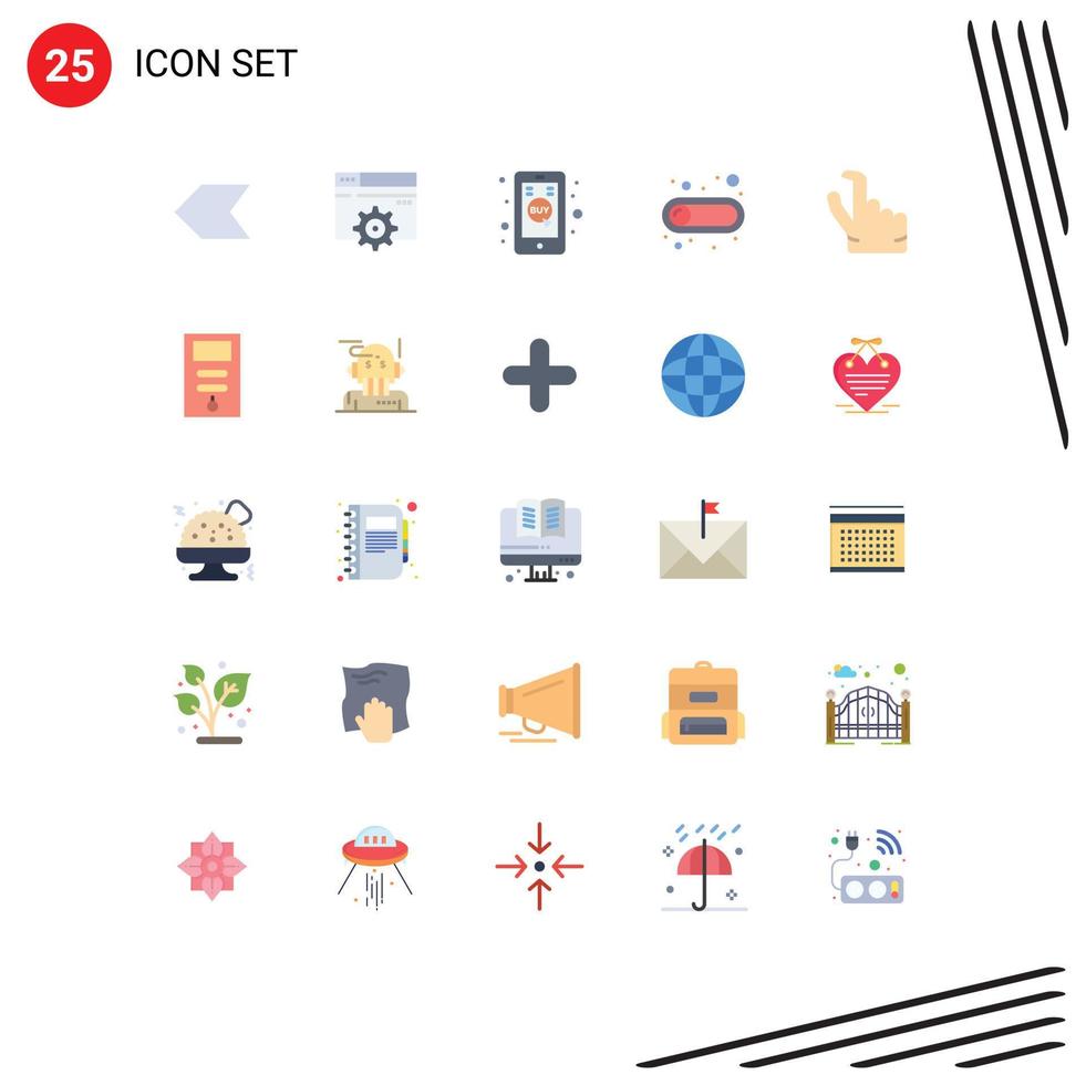 Pack of 25 Modern Flat Colors Signs and Symbols for Web Print Media such as zoom out commerce toggle button Editable Vector Design Elements