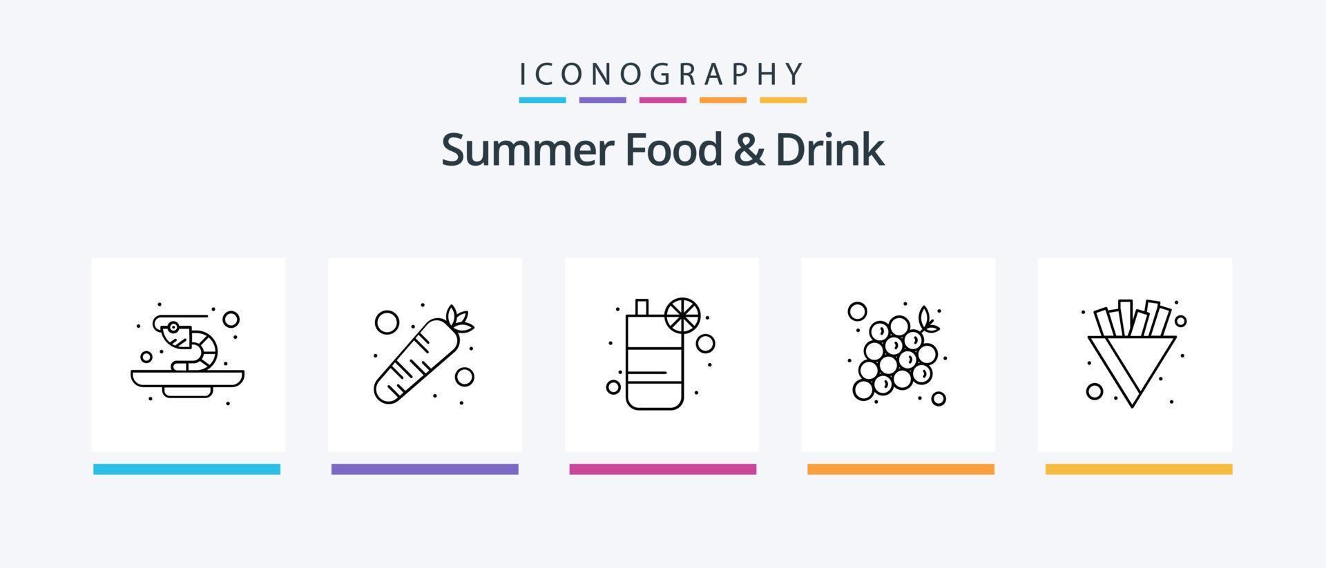 Summer Food and Drink Line 5 Icon Pack Including food. pizza. sitting area. piece. ice. Creative Icons Design vector