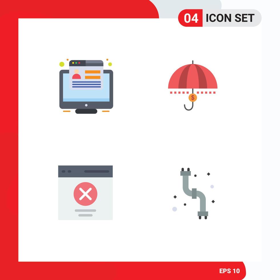 Universal Icon Symbols Group of 4 Modern Flat Icons of conversion safety web financial support Editable Vector Design Elements