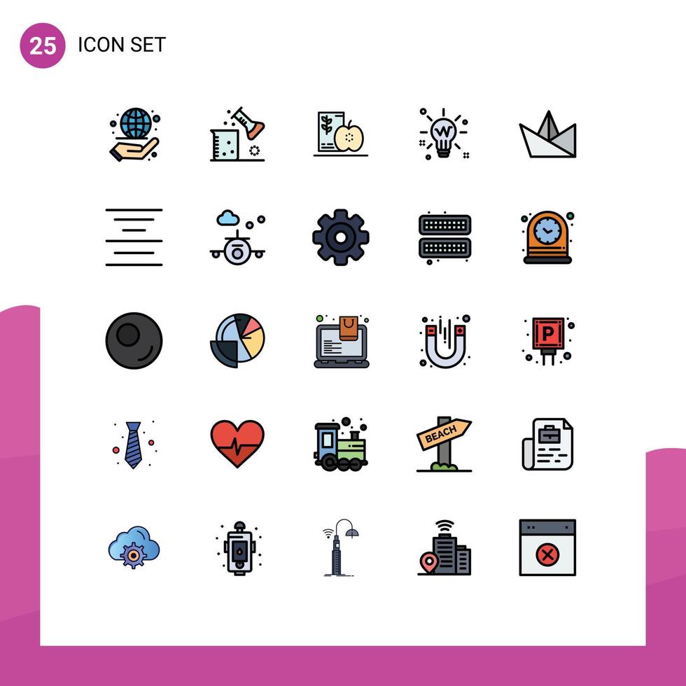 paquete de iconos de vector de stock de 25 signos y símbolos de línea para la solución luz bombilla de investigación científica frutas elementos de diseño de vector editables