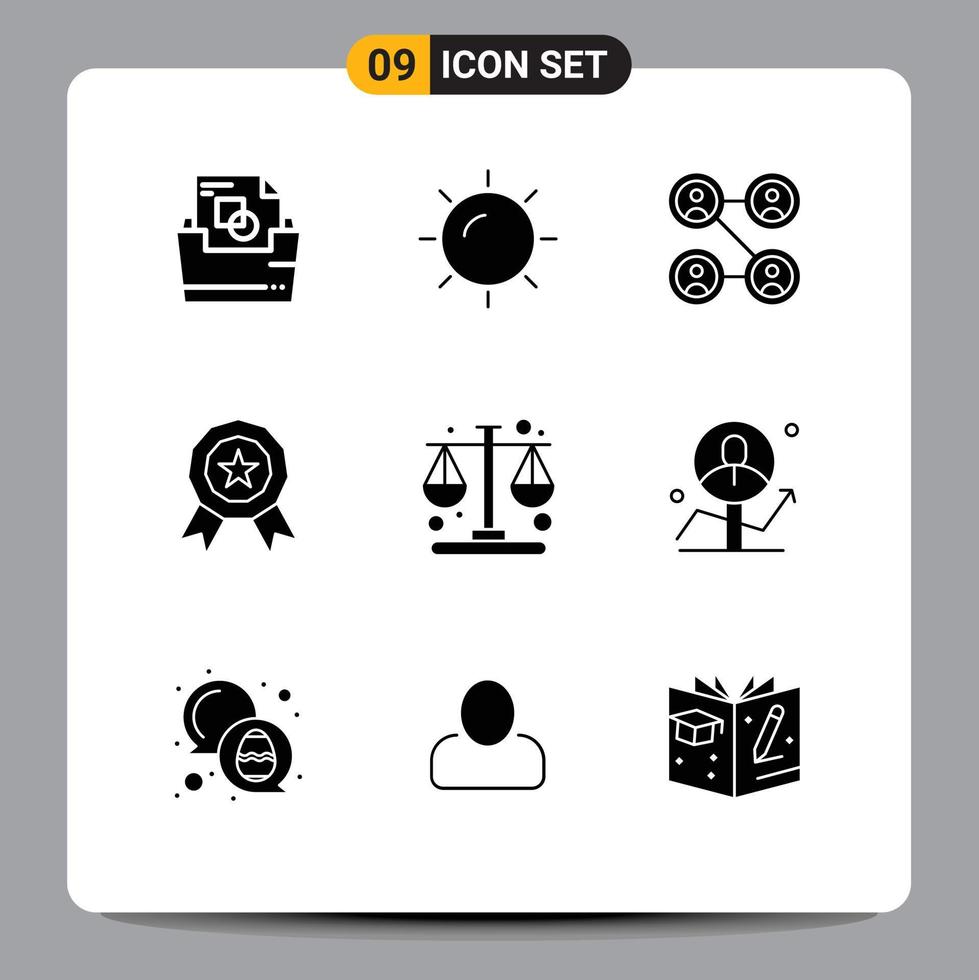 9 Solid Glyph concept for Websites Mobile and Apps user time friends management reward Editable Vector Design Elements