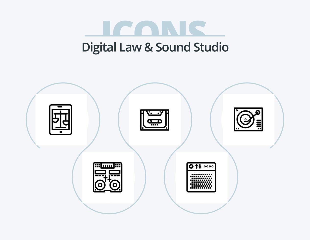 ley digital y estudio de sonido línea icono paquete 5 diseño de iconos. midi hardware. En Vivo. controlador. pantalla vector