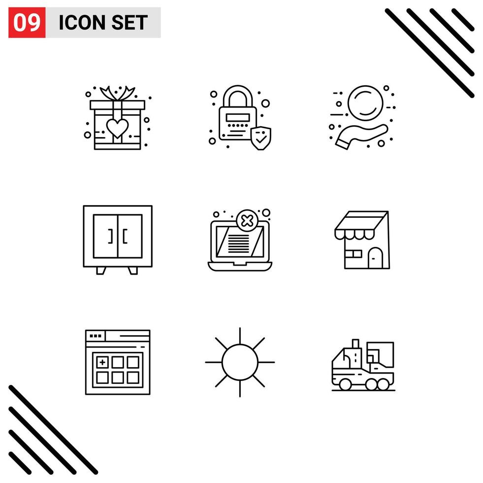 9 Thematic Vector Outlines and Editable Symbols of threat error sale display interior Editable Vector Design Elements