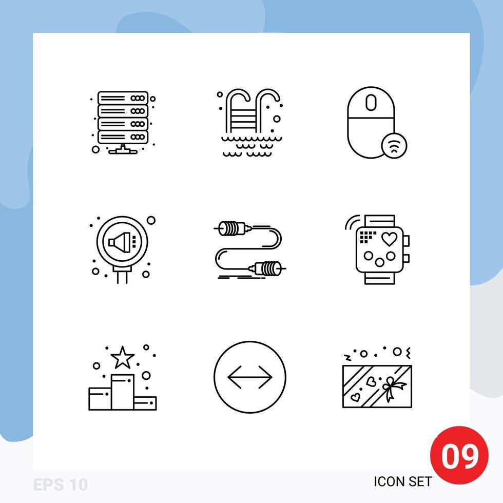Group of 9 Outlines Signs and Symbols for reputation public computers pr mouse Editable Vector Design Elements