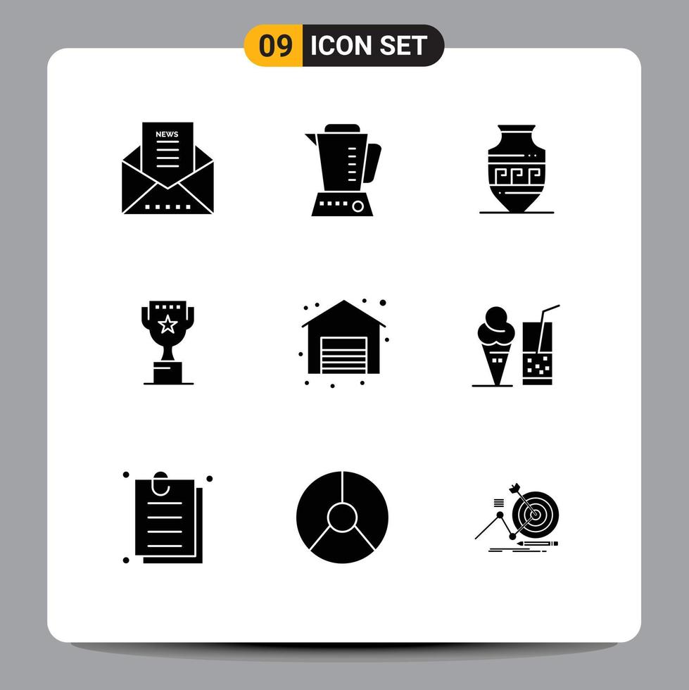 9 Universal Solid Glyphs Set for Web and Mobile Applications shopping reward amphora position award Editable Vector Design Elements