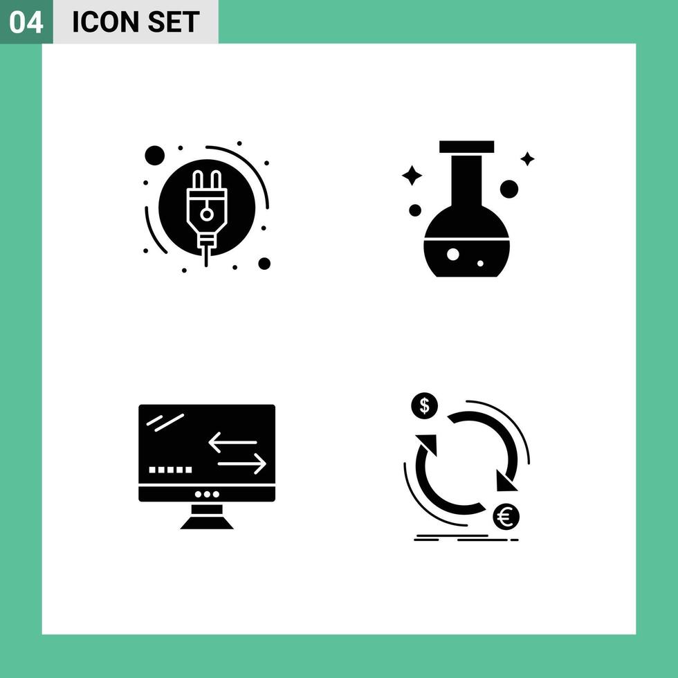 Pictogram Set of 4 Simple Solid Glyphs of energy consumption arrows tube test exchange Editable Vector Design Elements