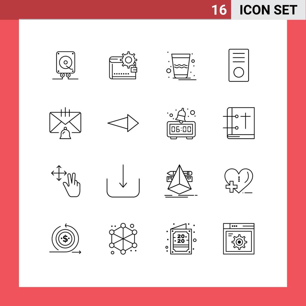 16 User Interface Outline Pack of modern Signs and Symbols of devices computers personal thandai glass Editable Vector Design Elements